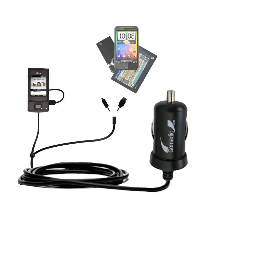 mini Double Car Charger with tips including compatible with the LG GD550