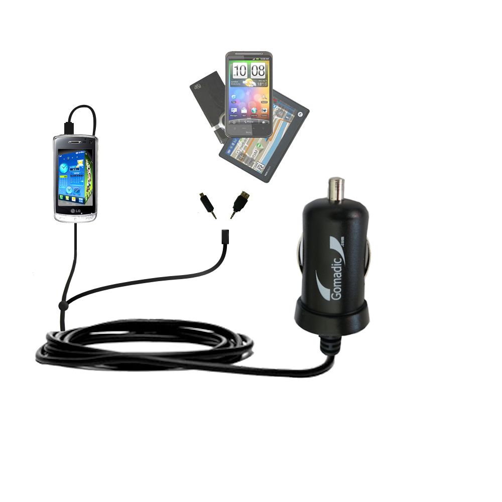 mini Double Car Charger with tips including compatible with the LG GD900 Crystal