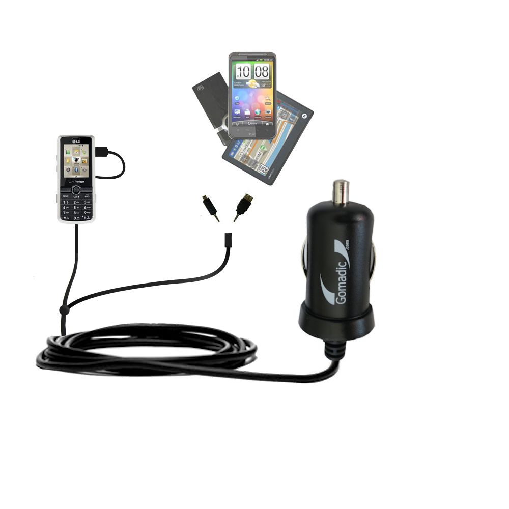 mini Double Car Charger with tips including compatible with the LG Glance