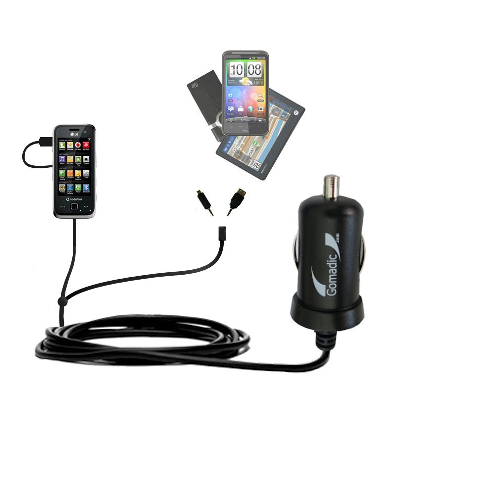 mini Double Car Charger with tips including compatible with the LG GM750