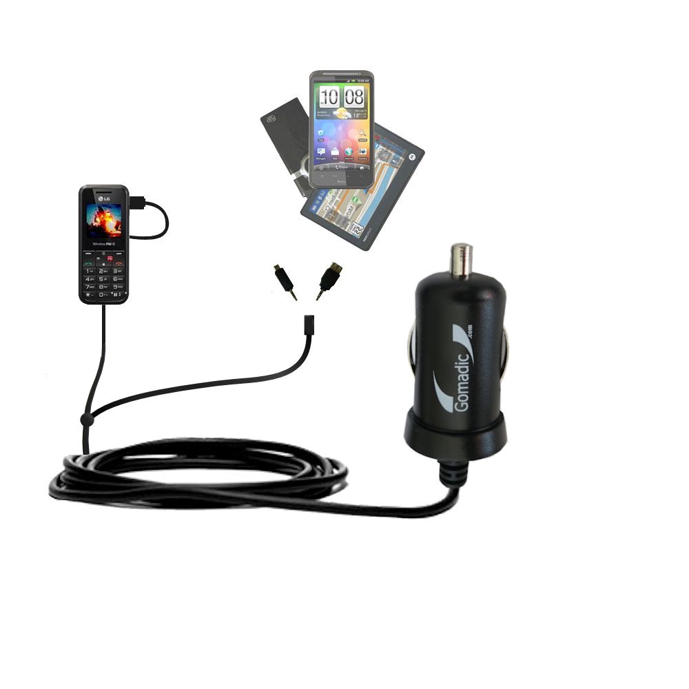 mini Double Car Charger with tips including compatible with the LG GS107 GS106