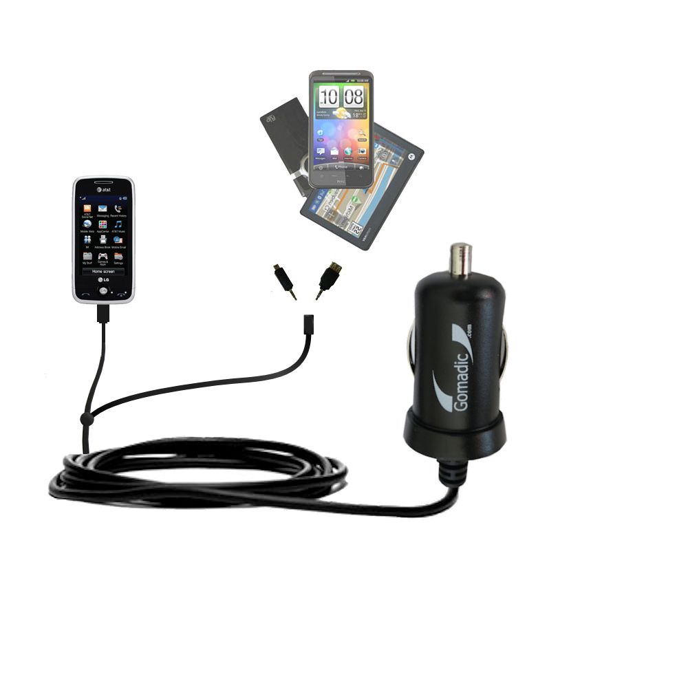 mini Double Car Charger with tips including compatible with the LG GS390