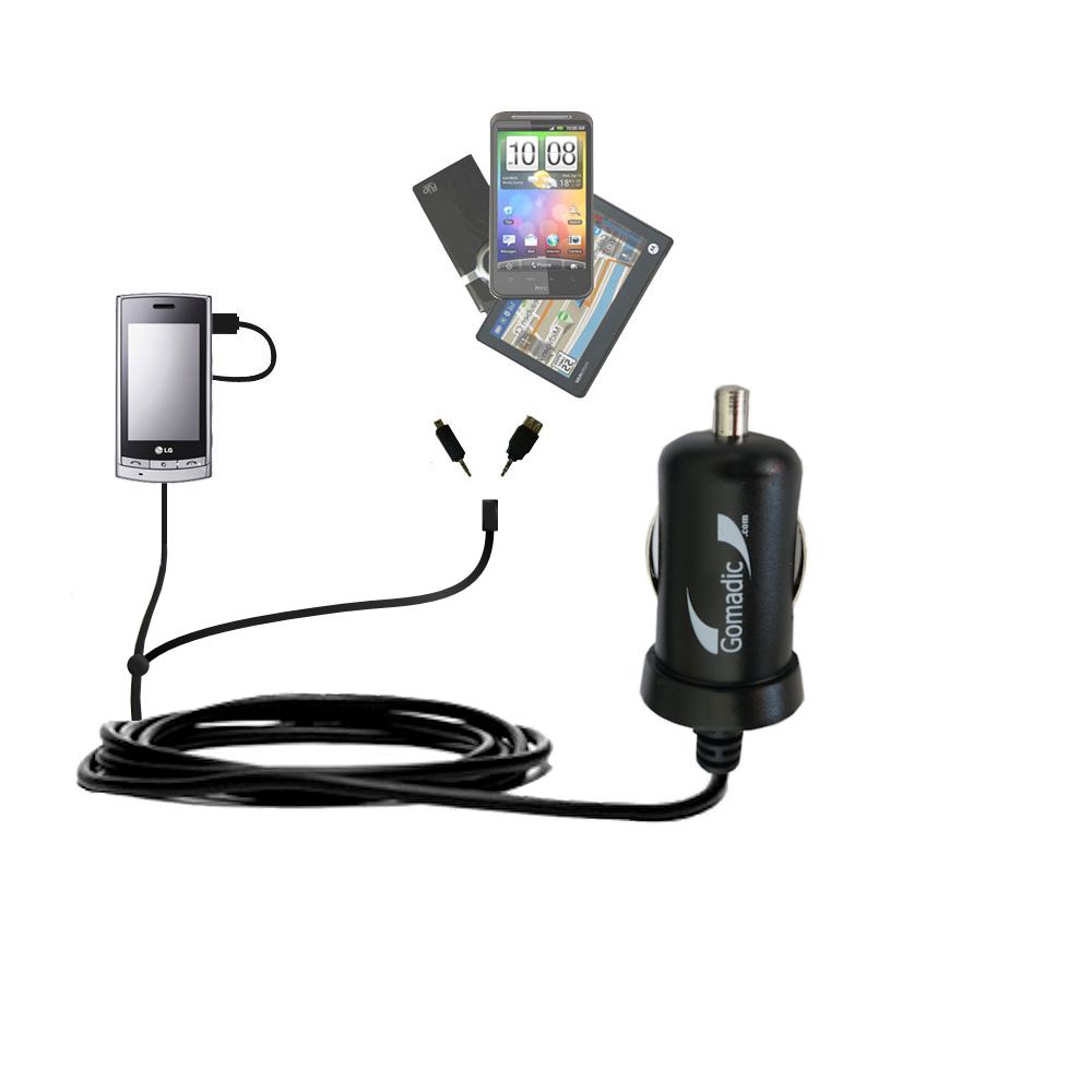 mini Double Car Charger with tips including compatible with the LG GT405