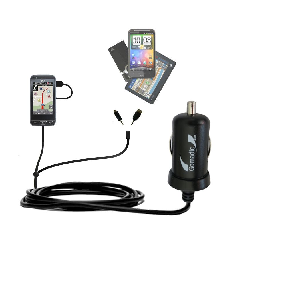 mini Double Car Charger with tips including compatible with the LG GT500