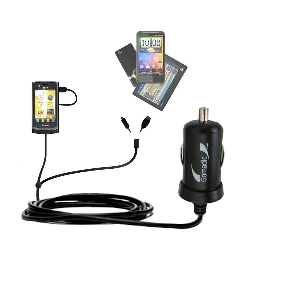 mini Double Car Charger with tips including compatible with the LG GT500 Puccini