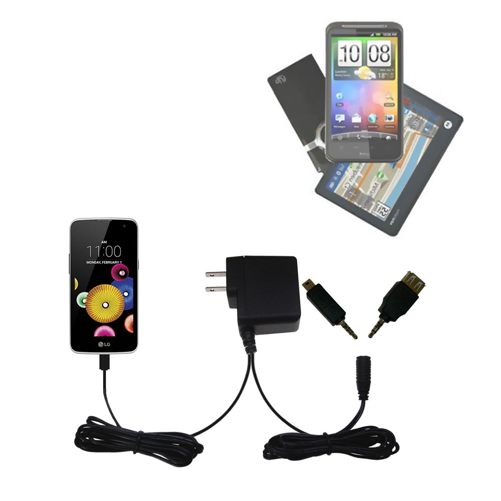 Double Wall Home Charger with tips including compatible with the LG K4