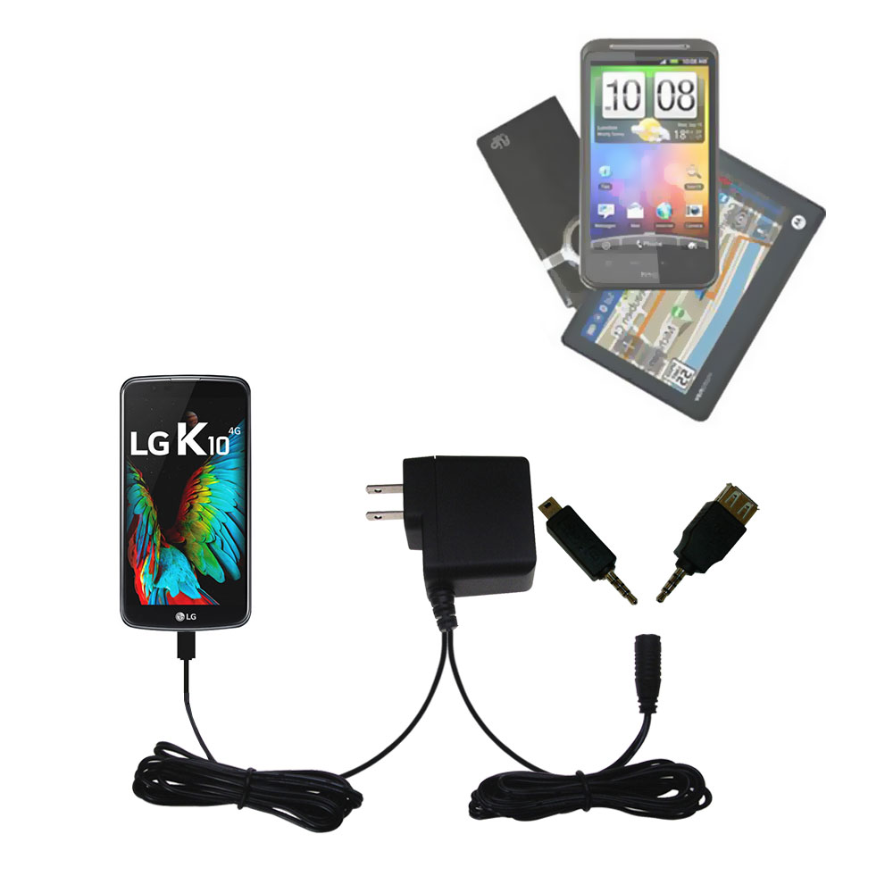 Double Wall Home Charger with tips including compatible with the LG K8 / K10