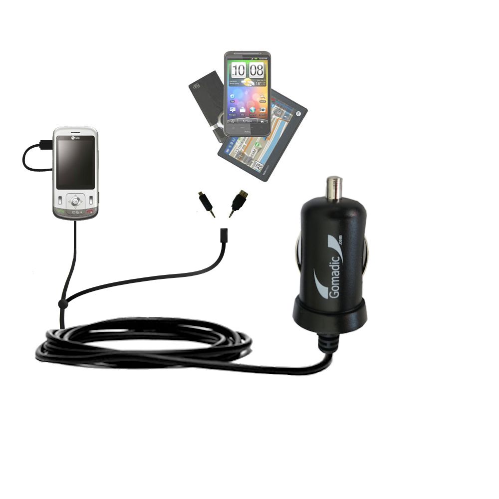mini Double Car Charger with tips including compatible with the LG KC780