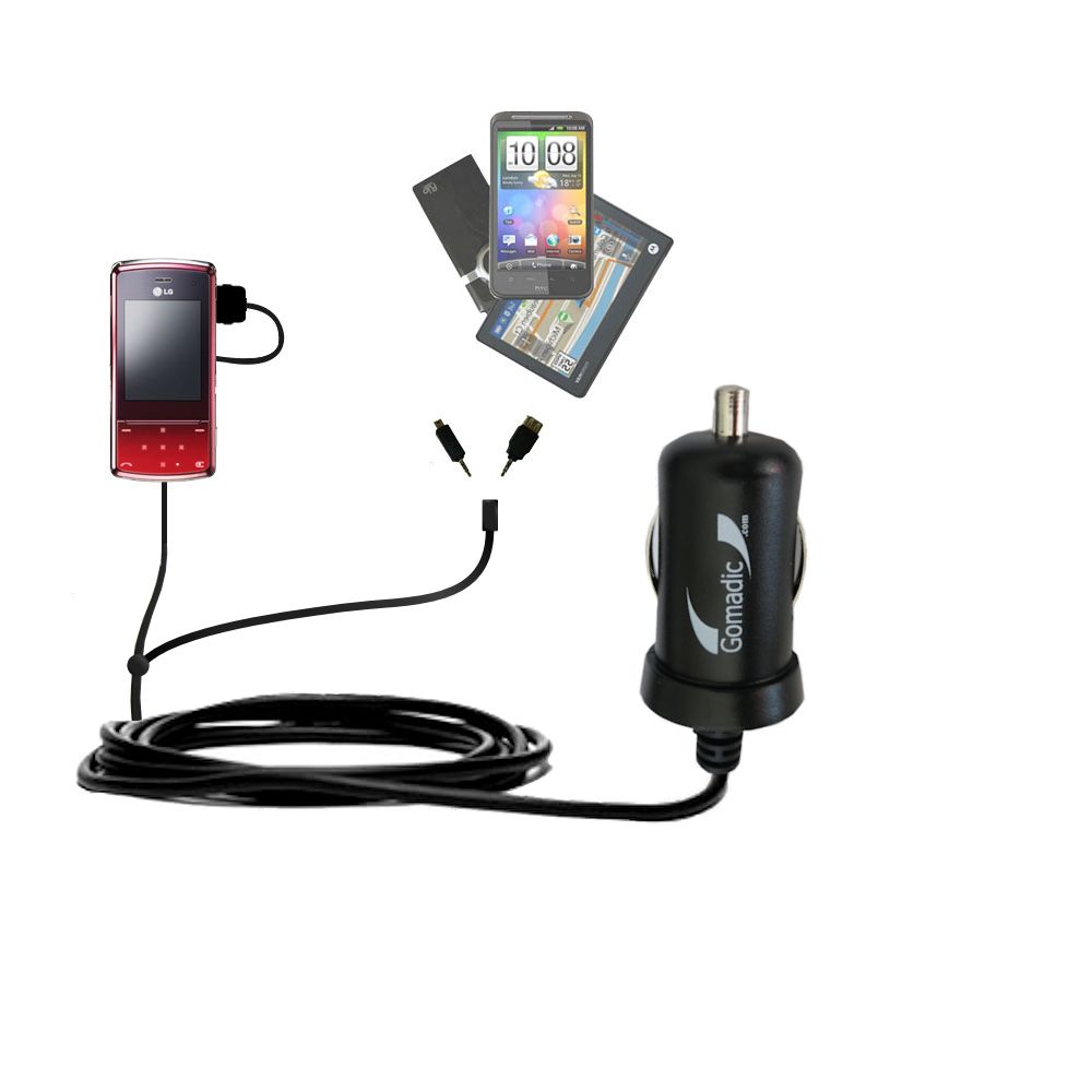 mini Double Car Charger with tips including compatible with the LG KF510 / KF-510