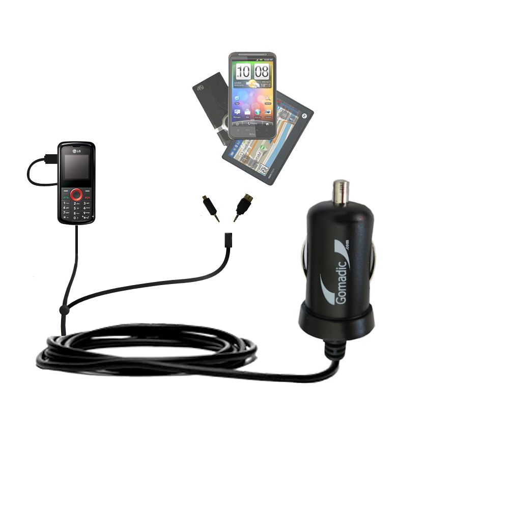 mini Double Car Charger with tips including compatible with the LG KP108