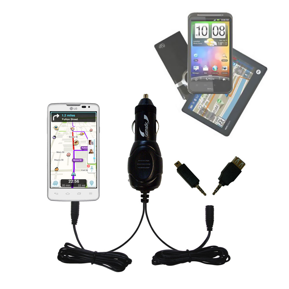 mini Double Car Charger with tips including compatible with the LG L60