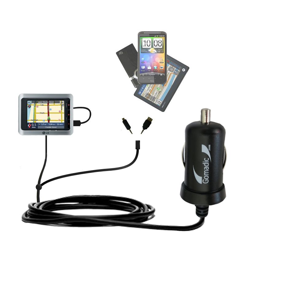 mini Double Car Charger with tips including compatible with the LG LN730