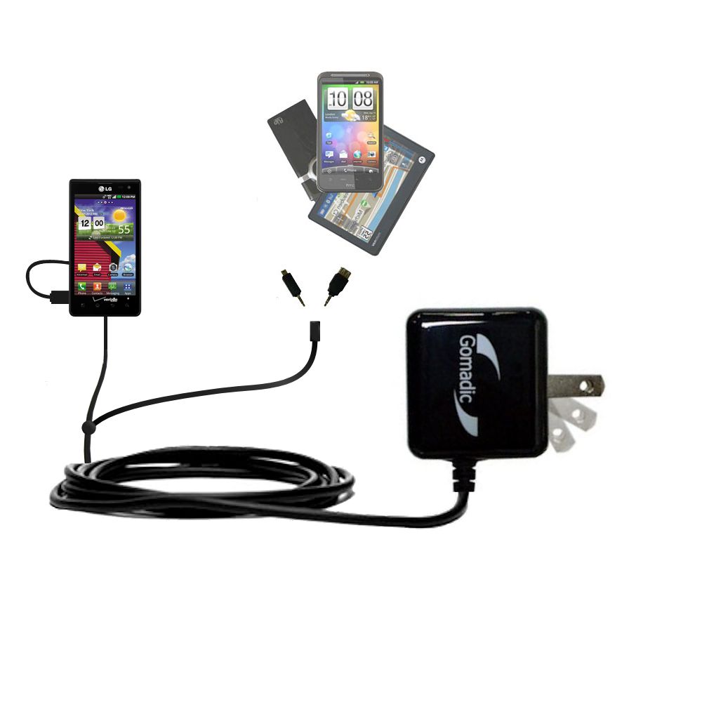 Double Wall Home Charger with tips including compatible with the LG Lucid 1 / 2 / 3