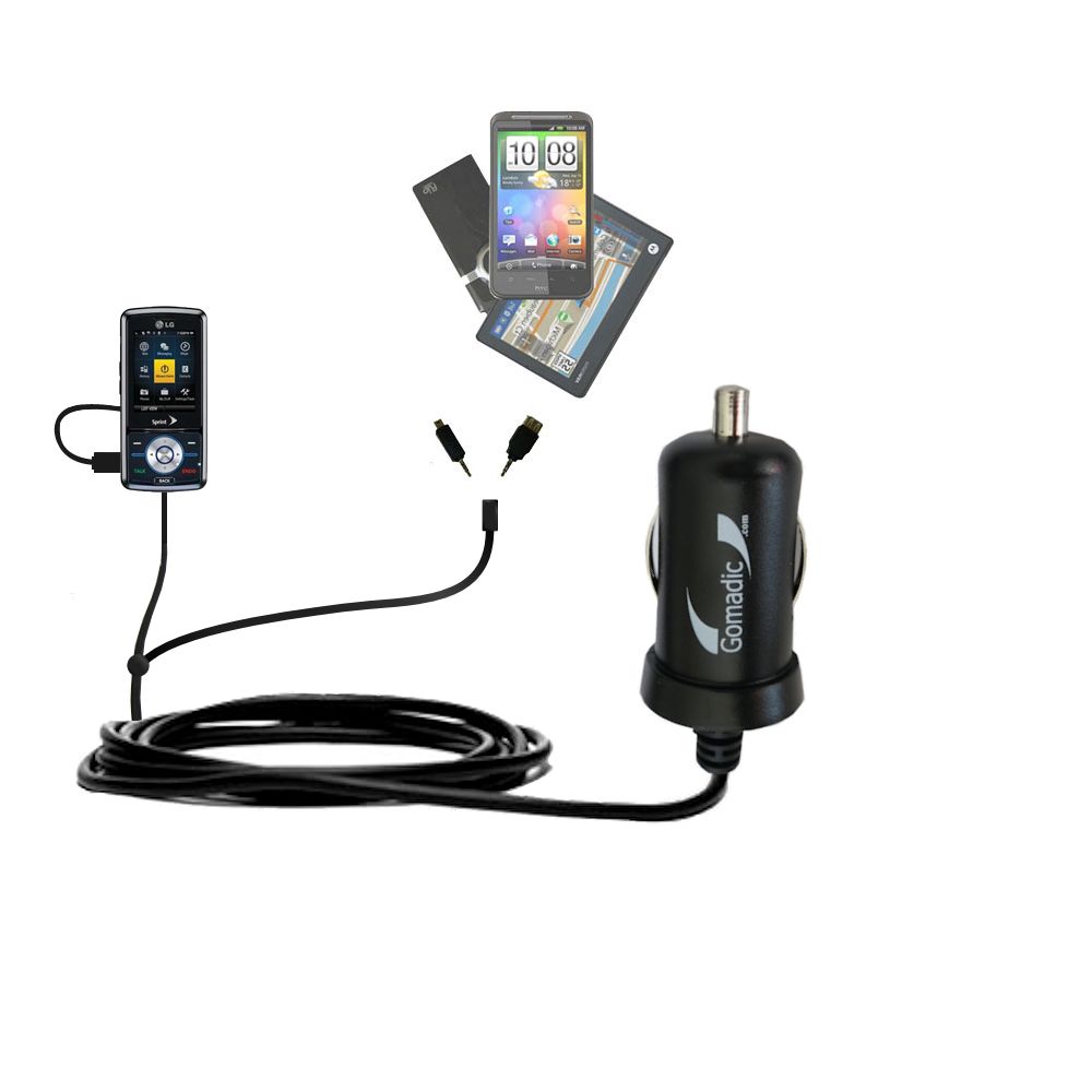 mini Double Car Charger with tips including compatible with the LG LX290