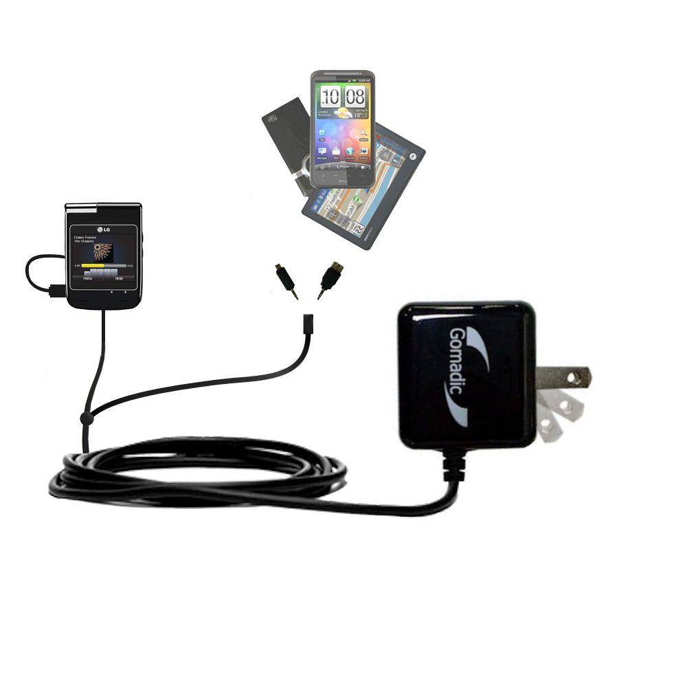 Double Wall Home Charger with tips including compatible with the LG LX610 Lotus Elite
