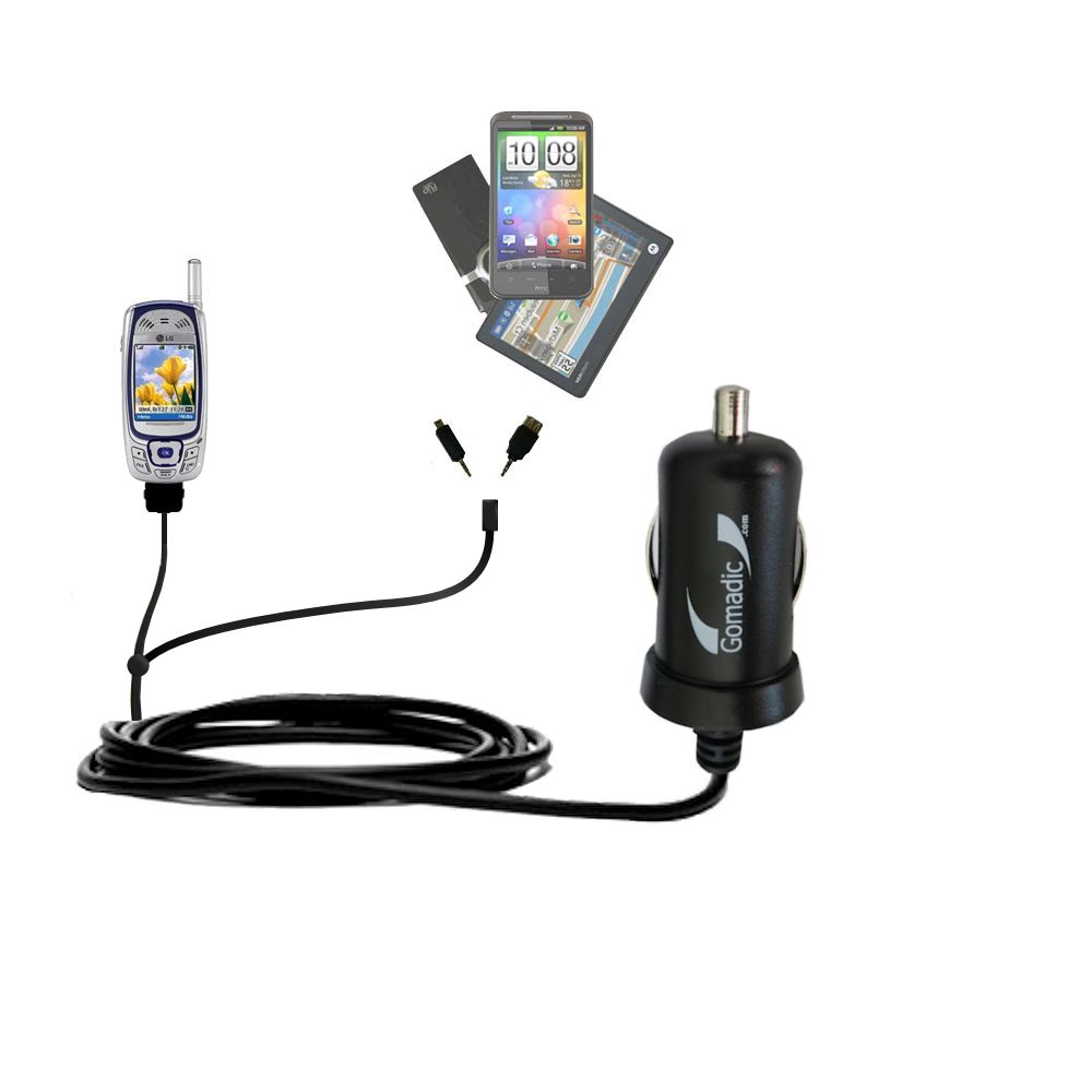 mini Double Car Charger with tips including compatible with the LG MM-535