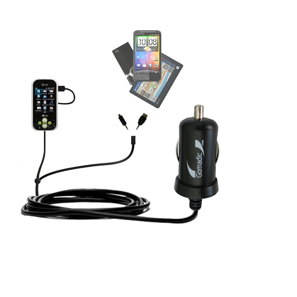 mini Double Car Charger with tips including compatible with the LG Neon