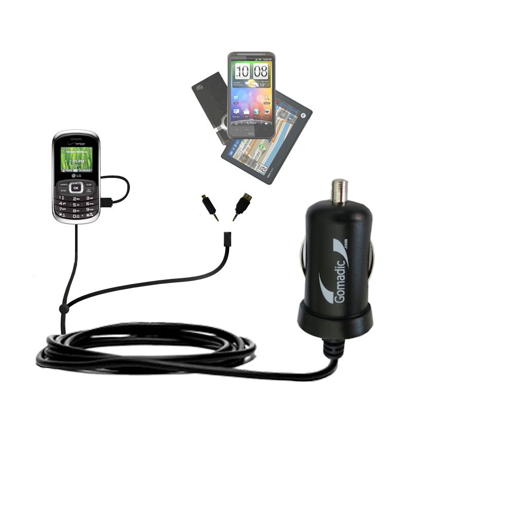 mini Double Car Charger with tips including compatible with the LG Octane