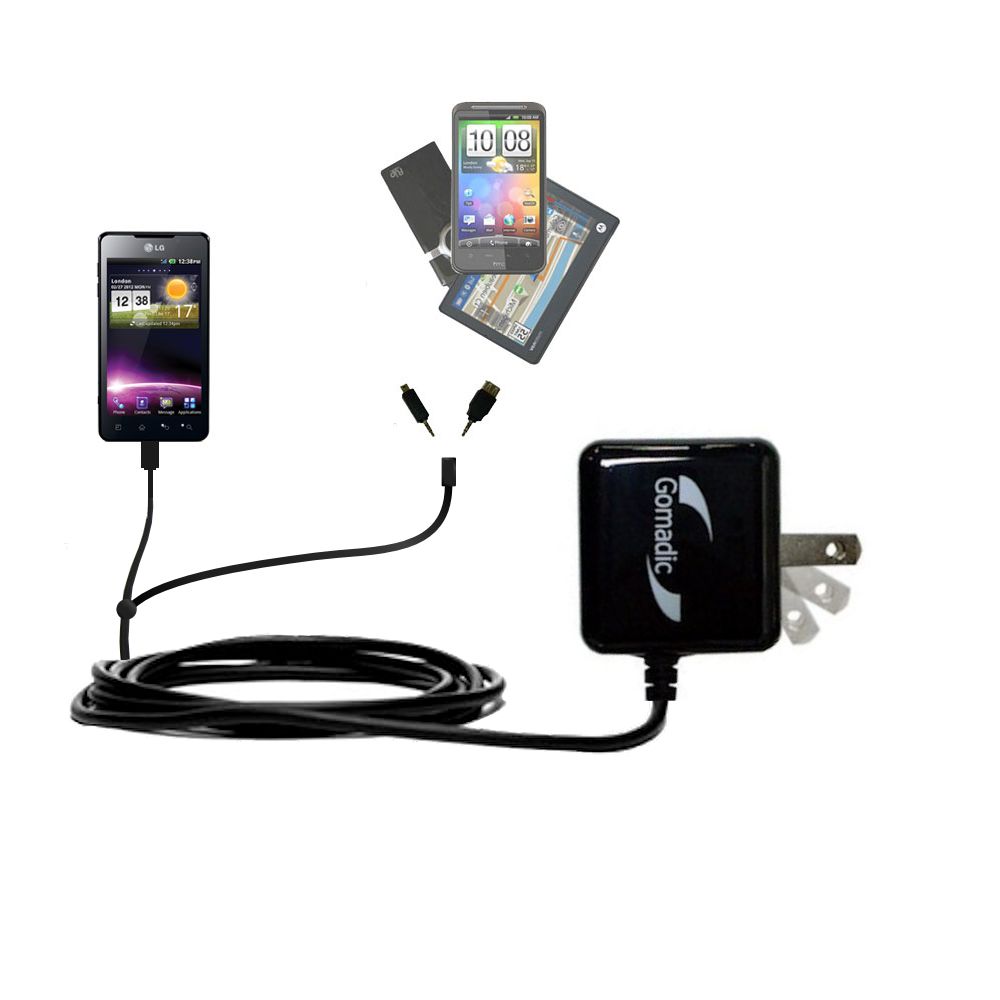 Double Wall Home Charger with tips including compatible with the LG Optimus 3D Cube