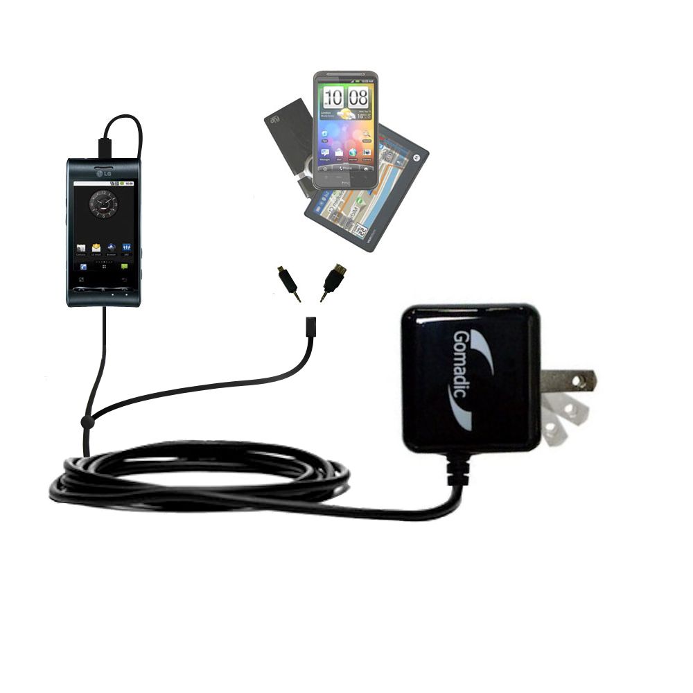 Double Wall Home Charger with tips including compatible with the LG Optimus Black