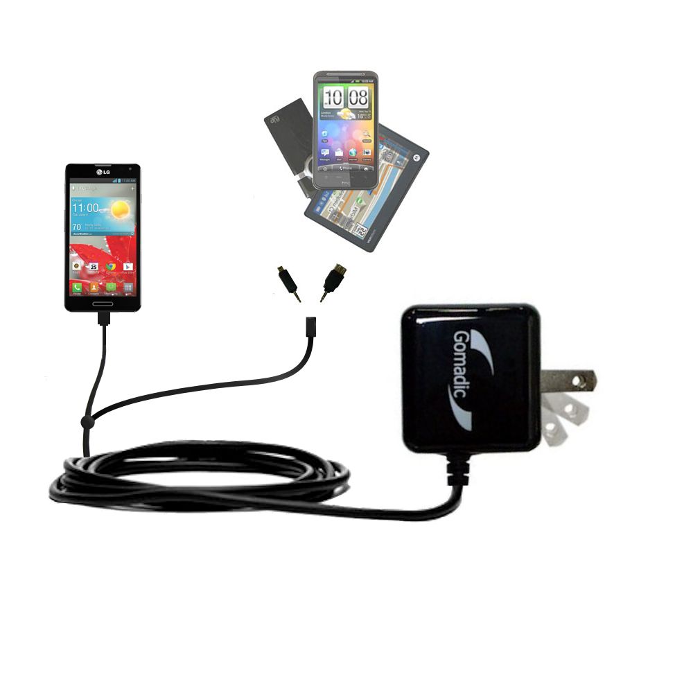Double Wall Home Charger with tips including compatible with the LG Optimus F7
