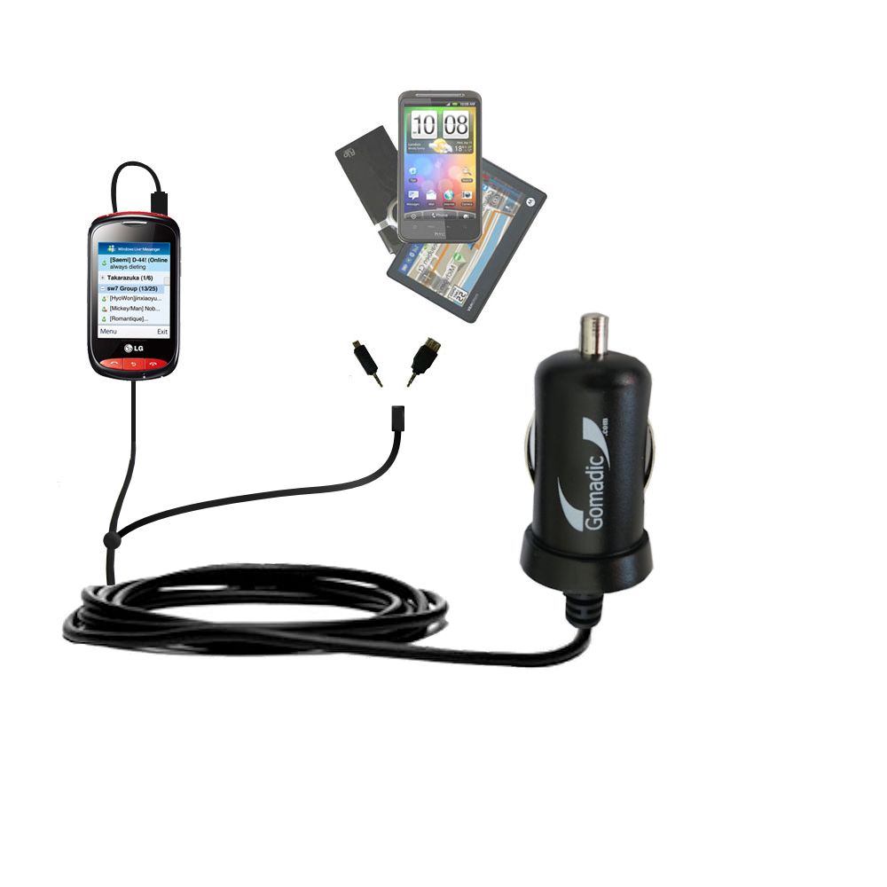 mini Double Car Charger with tips including compatible with the LG Plum