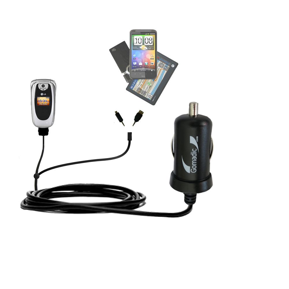 mini Double Car Charger with tips including compatible with the LG PM-225 PM-325