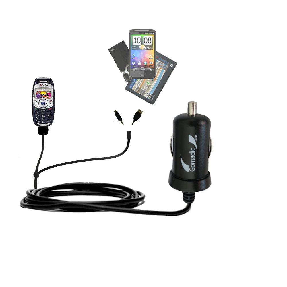 mini Double Car Charger with tips including compatible with the LG PM-325 / PM 325