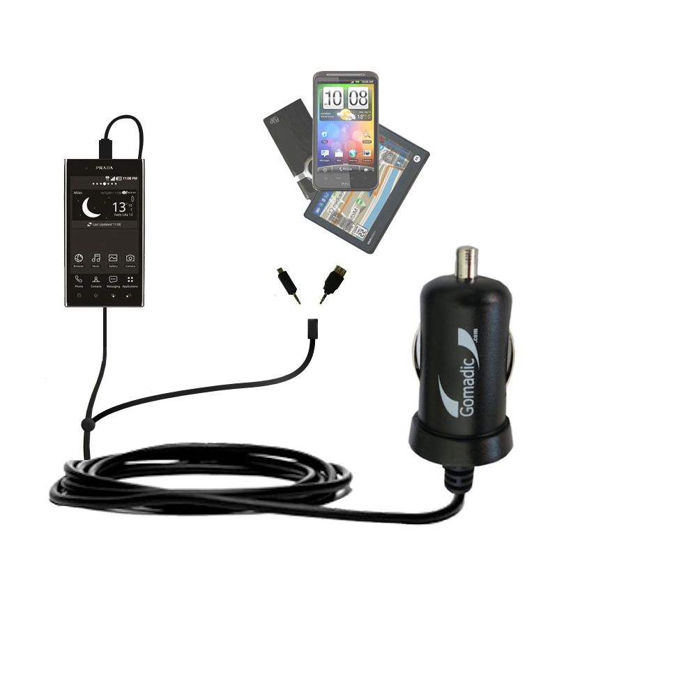 mini Double Car Charger with tips including compatible with the LG Prada 3.0