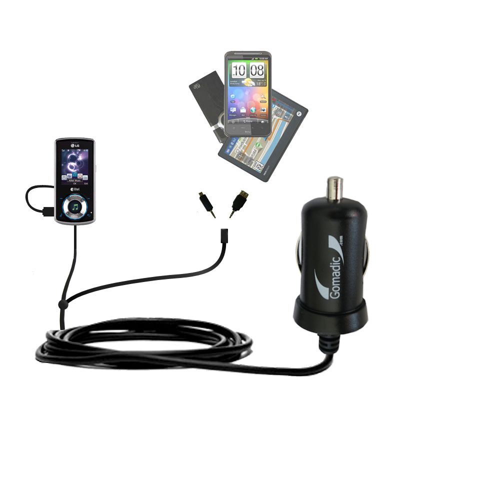 mini Double Car Charger with tips including compatible with the LG Rhythm