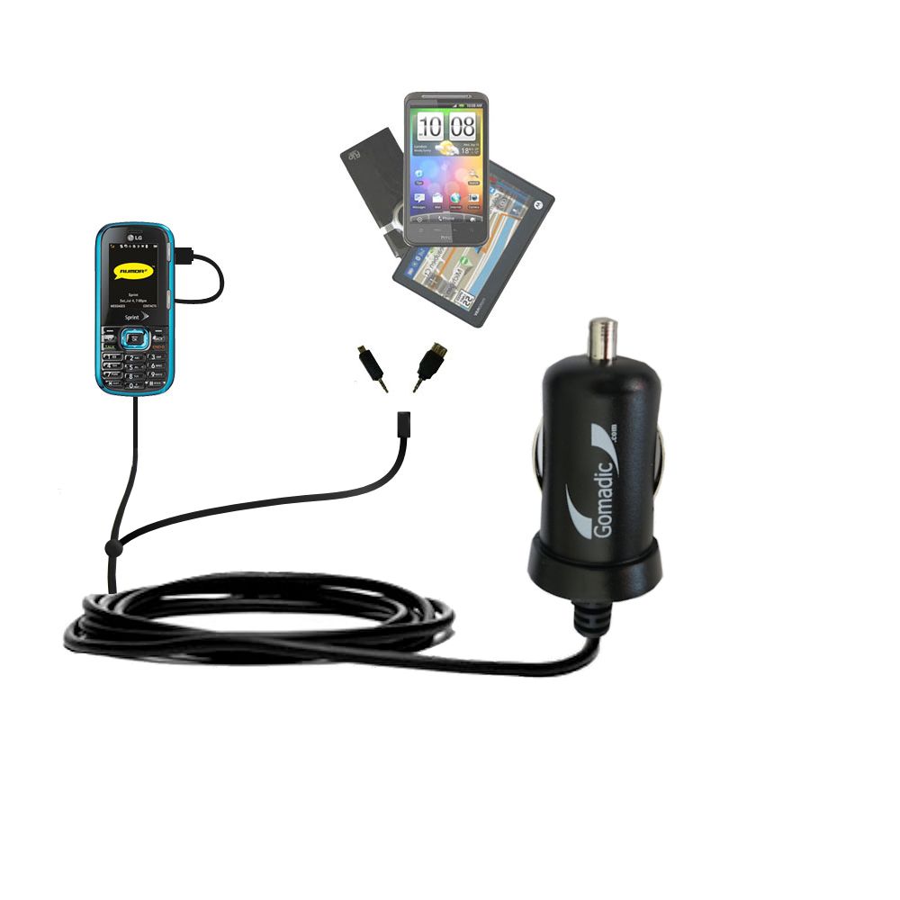 mini Double Car Charger with tips including compatible with the LG Rumor 2