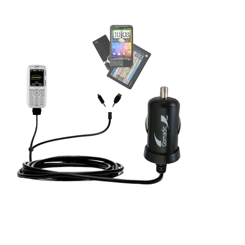 mini Double Car Charger with tips including compatible with the LG Rumor