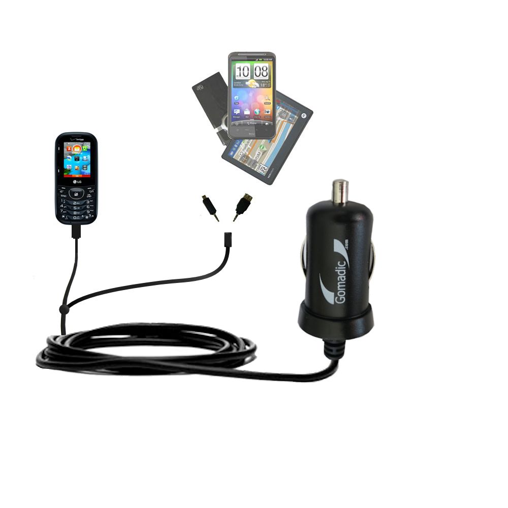 mini Double Car Charger with tips including compatible with the LG Scoop