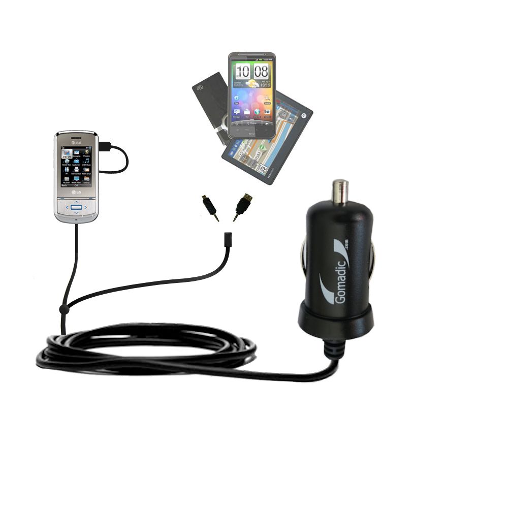 mini Double Car Charger with tips including compatible with the LG Shine II GD710