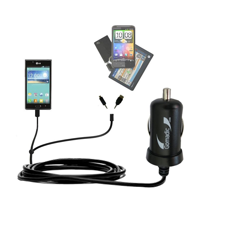 mini Double Car Charger with tips including compatible with the LG Splendor