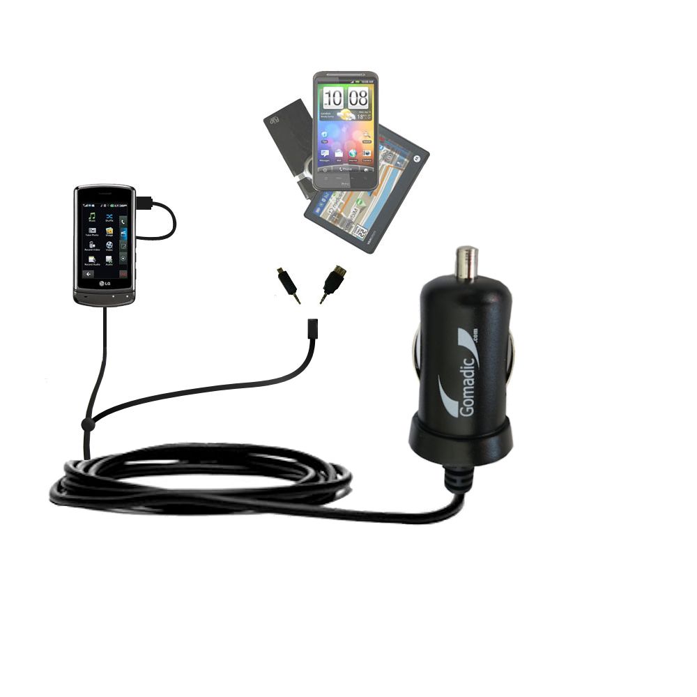 mini Double Car Charger with tips including compatible with the LG Spyder