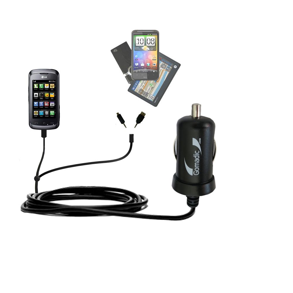 mini Double Car Charger with tips including compatible with the LG Star