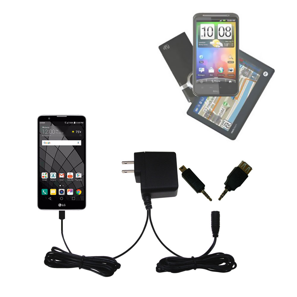 Double Wall Home Charger with tips including compatible with the LG Stylo 2