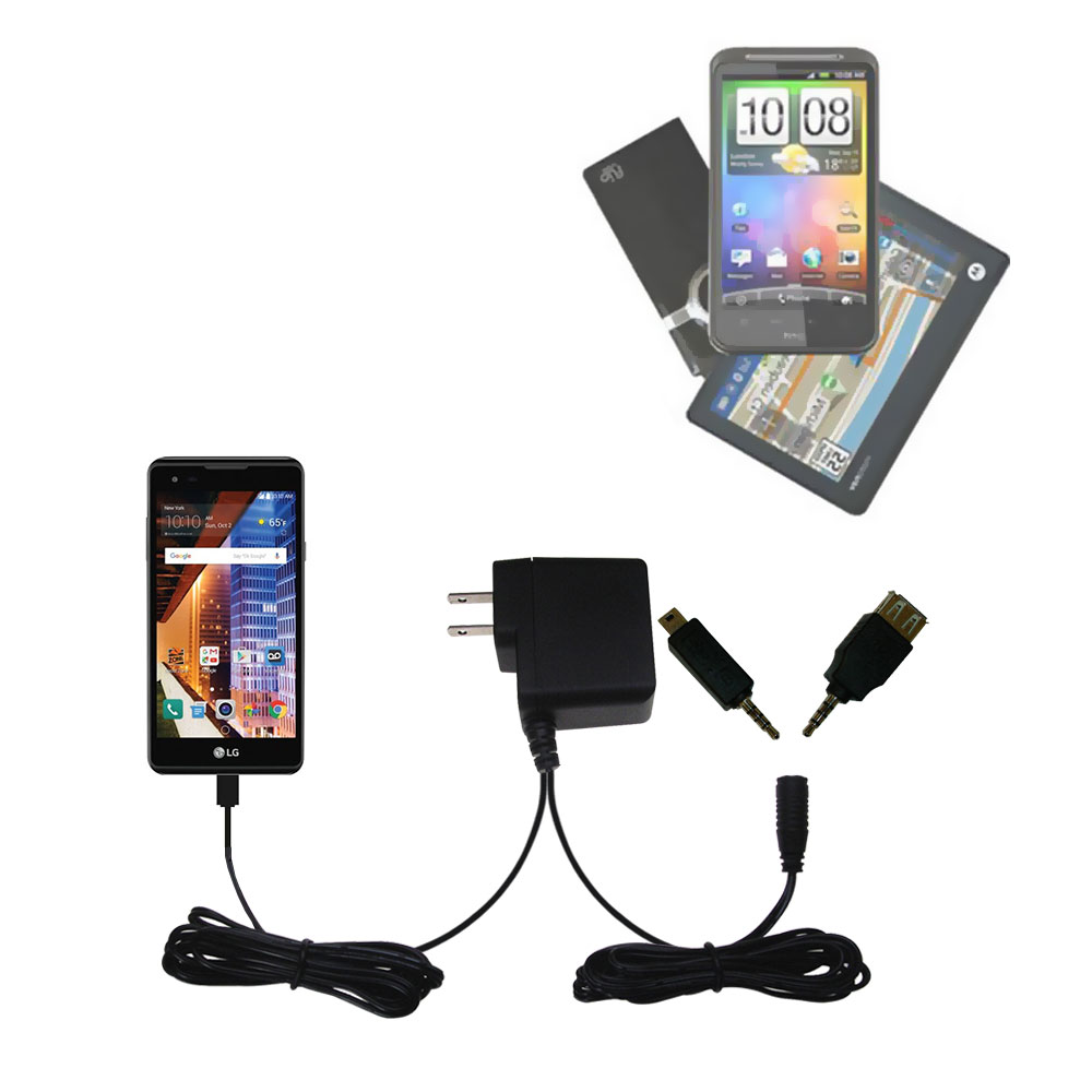Double Wall Home Charger with tips including compatible with the LG Tribute HD