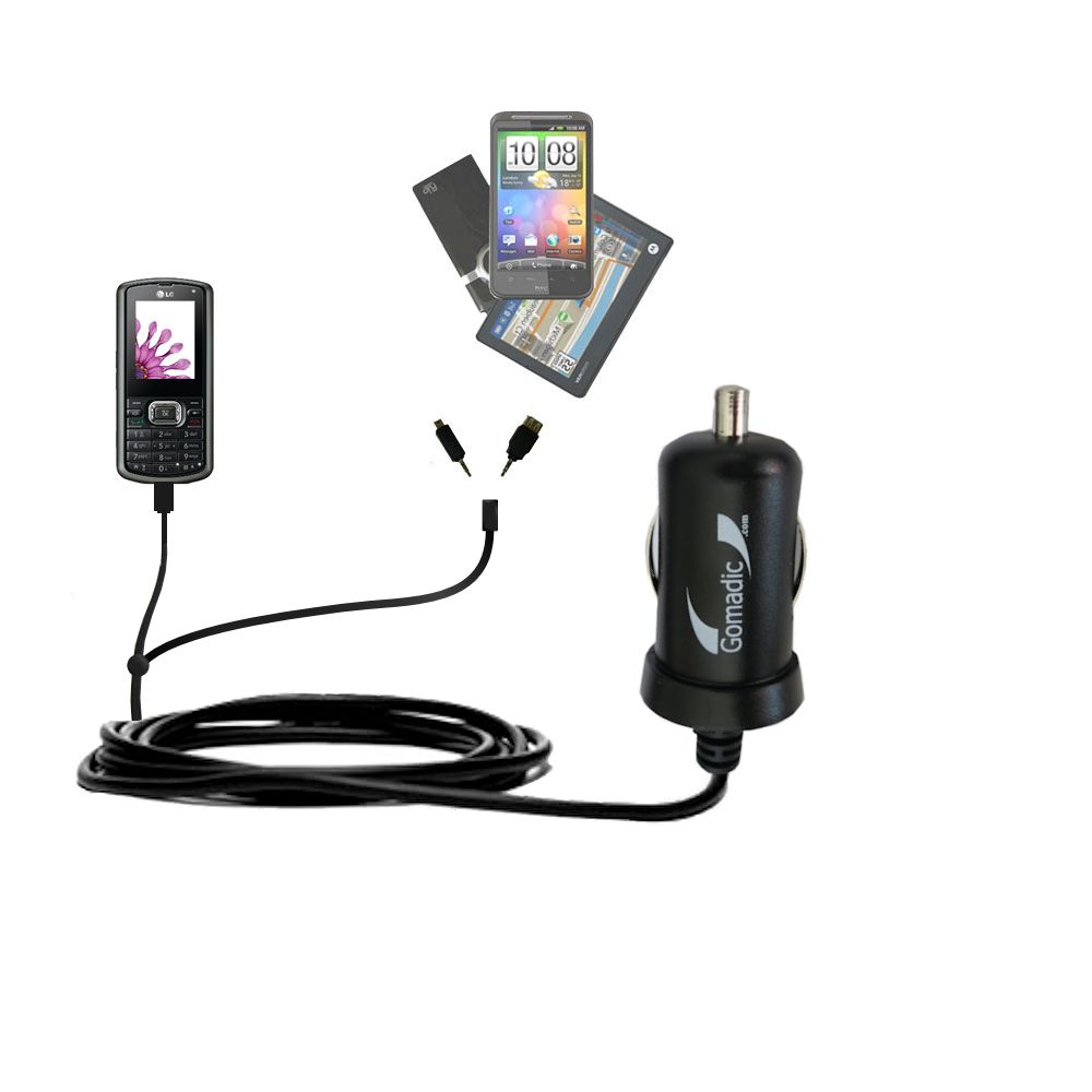 mini Double Car Charger with tips including compatible with the LG UX265 UX280