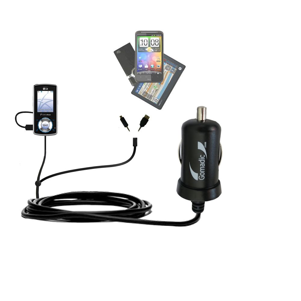 mini Double Car Charger with tips including compatible with the LG UX585