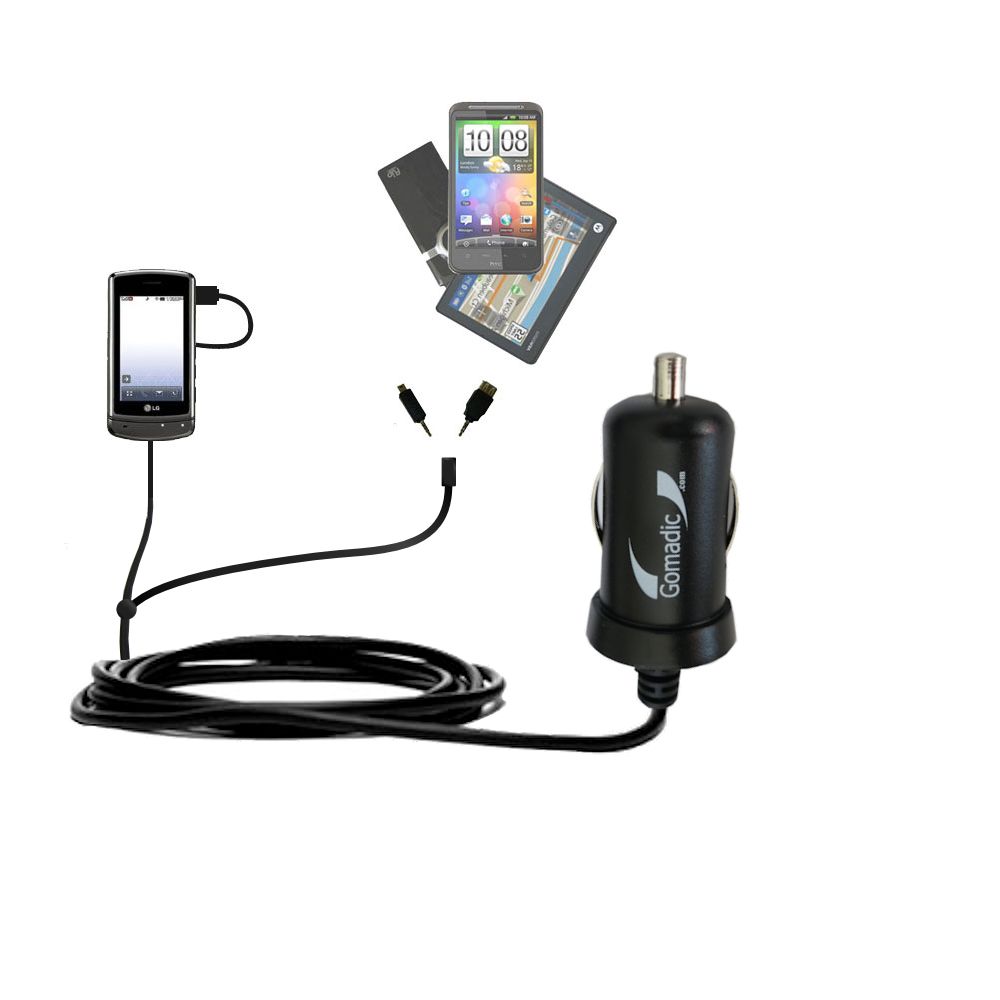 mini Double Car Charger with tips including compatible with the LG UX830 UX840