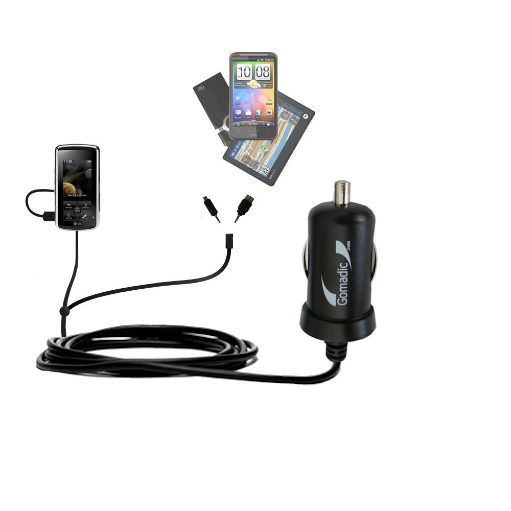 mini Double Car Charger with tips including compatible with the LG Venus