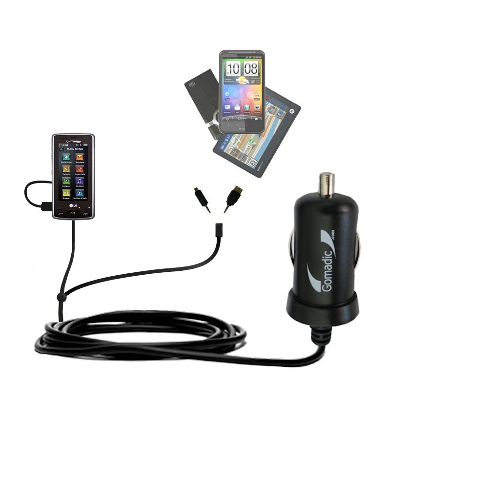 mini Double Car Charger with tips including compatible with the LG Versa