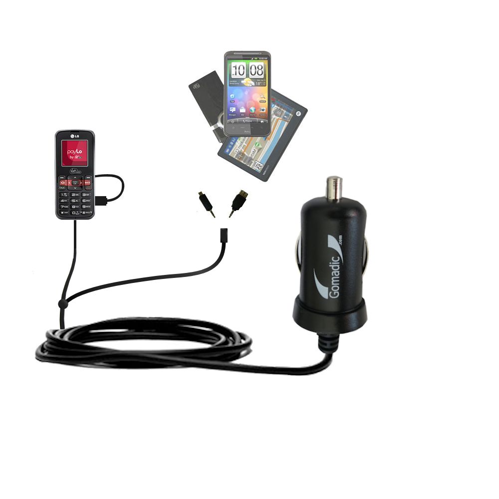 mini Double Car Charger with tips including compatible with the LG VM101