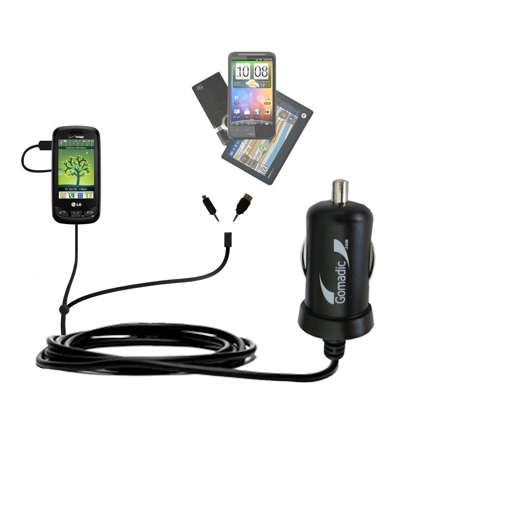 mini Double Car Charger with tips including compatible with the LG VN270