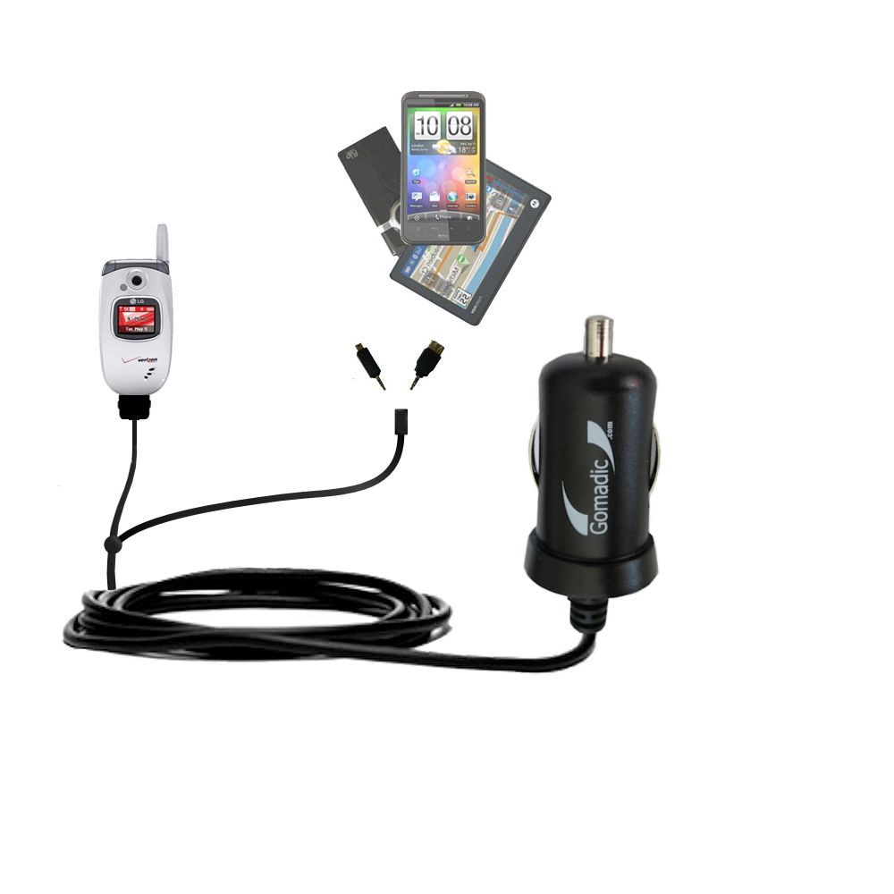 mini Double Car Charger with tips including compatible with the LG VX5300 / VX-5300