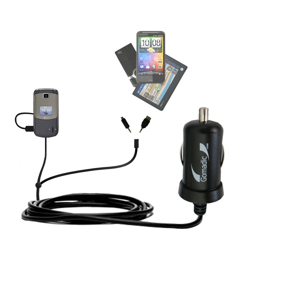 mini Double Car Charger with tips including compatible with the LG VX5600