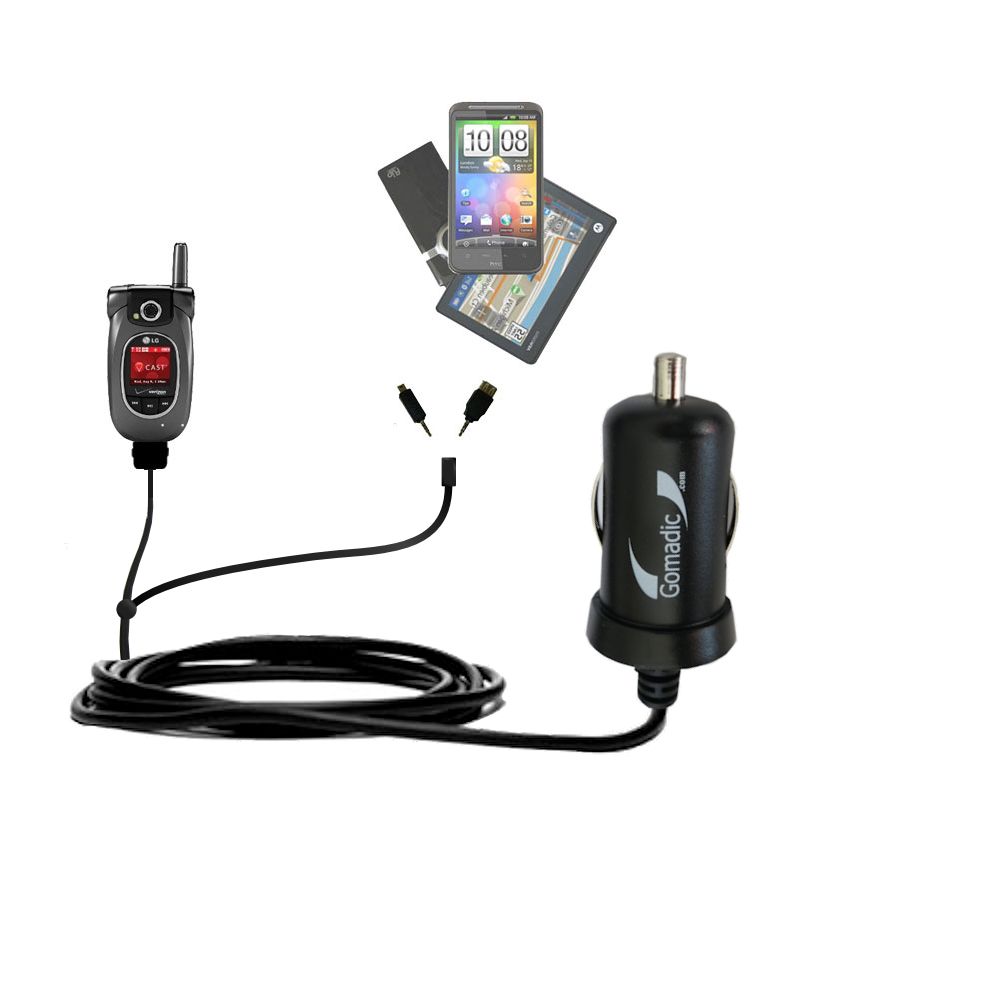 mini Double Car Charger with tips including compatible with the LG VX8300 / VX-8300