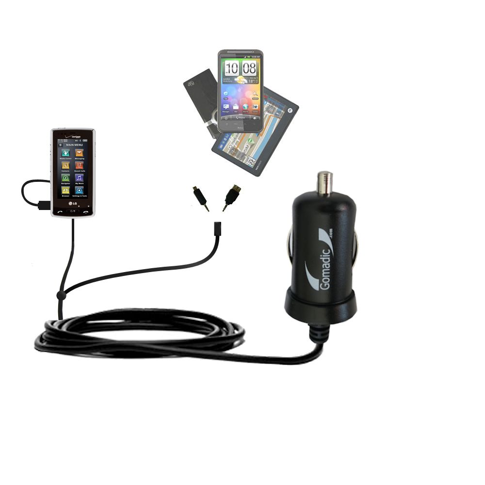 mini Double Car Charger with tips including compatible with the LG VX9600